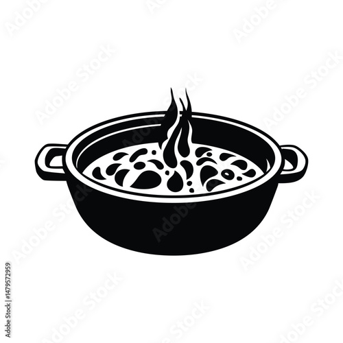 Curry Silhouette Clipart on White Background
