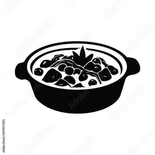 Curry Silhouette Clipart on White Background