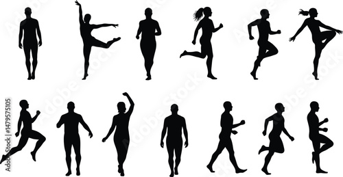 Diverse Body Types in Motion: Vector Silhouettes