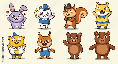 Illustration of Levity and Laughter: Set of humorous character mascots for a brand