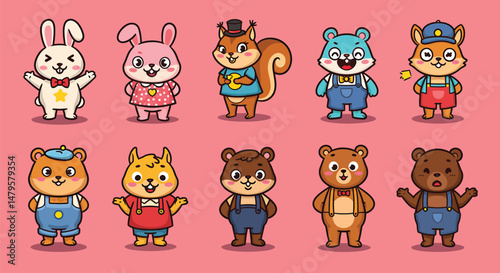 Illustration of Levity and Laughter: Set of humorous character mascots for a brand