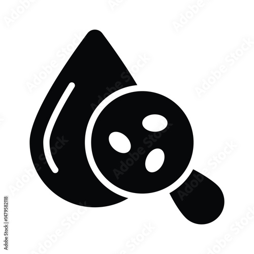 A glyph style icon showing blood research concept