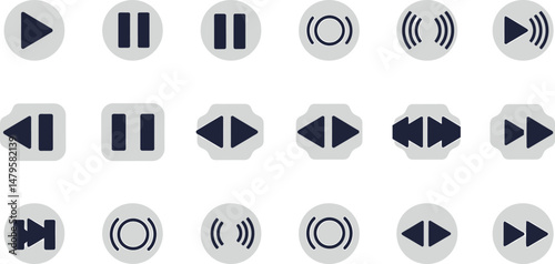 Minimalist Music Player Control Icons