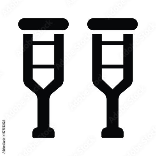 Ready to use glyph style icon of crutches walking aid
