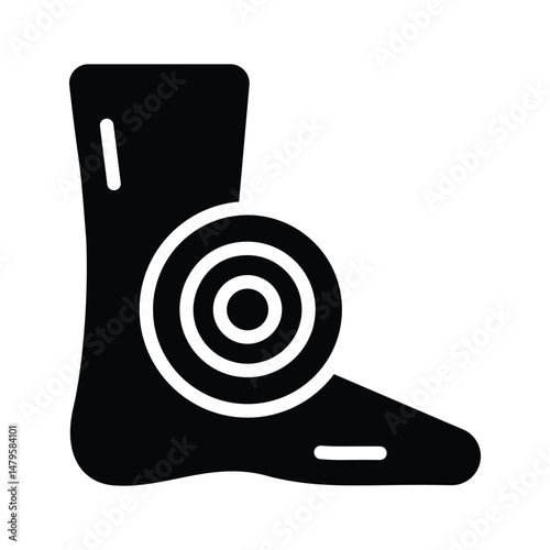 Ankle pain icon creatively designed in glyph style