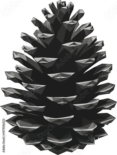 Geometric Pine Cone, Triangular Outline Illustration