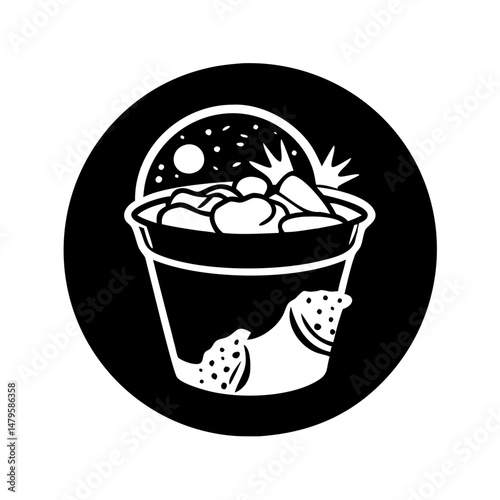 sand pail overflowing with seashells silhouette vector illustration-simple silhouette illustration of sand pail overflowing with seashells,sand pail overflowing with seashells vector