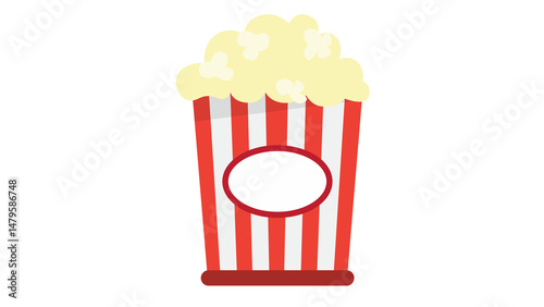 Delicious buttery popcorn in a classic red and white striped bucket perfect for movie night