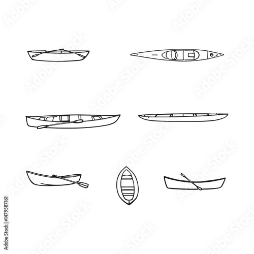 Elegant hand drawn sketch of rowboat illustration