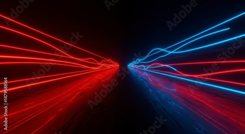 Neon streaks in a dark tunnel