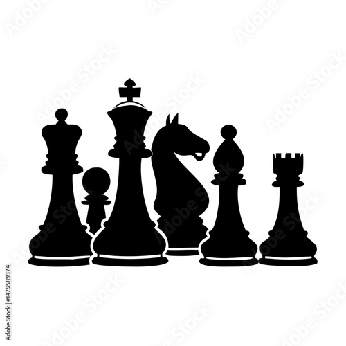 chess pieces king queen rook bishop knight p icon, chess pieces king queen rook bishop knight p vector,