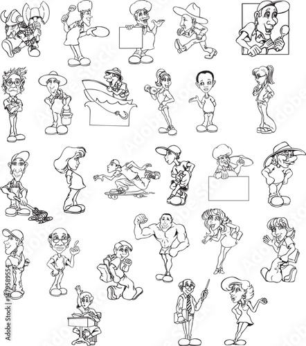 cartoon characters set of different professions and people