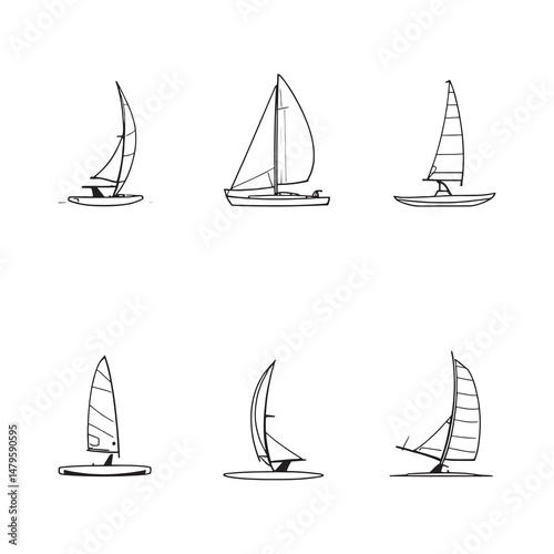 elegant hydrofoil sailboat sketch in minimalist design