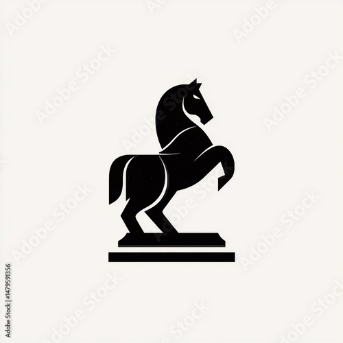 A minimalist vector logo featuring a stylized black chess knight created with clean geometric lines on a pure white background, focusing on elegance and simplicity, suitable for modern branding celeb