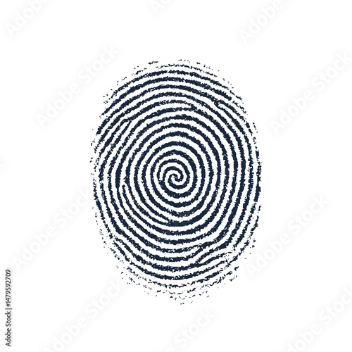 Creative fingerprint vector icon isolated on white background. Biometric identity symbol, digital security scan, authentication mark, personal ID print illustration for technology and forensic design.