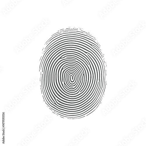 Creative fingerprint vector icon isolated on white background. Biometric identity symbol, digital security scan, authentication mark, personal ID print illustration for technology and forensic design.
