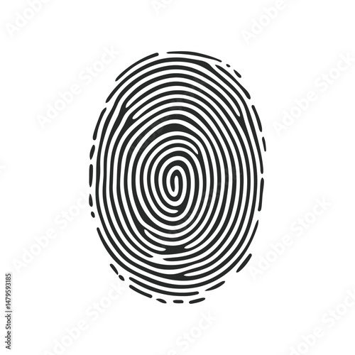 Creative fingerprint vector icon isolated on white background. Biometric identity symbol, digital security scan, authentication mark, personal ID print illustration for technology and forensic design.