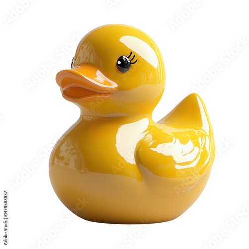 yellow duck toy on transparent background
