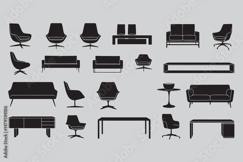 Stylized office furniture vectorize
