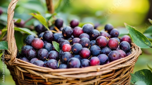 Wallpaper Mural A close-up of a basket filled with fresh serviceberries Torontodigital.ca