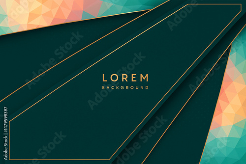 green and orange geometric background, geometric abstract art, art deco background, stylishly designed background