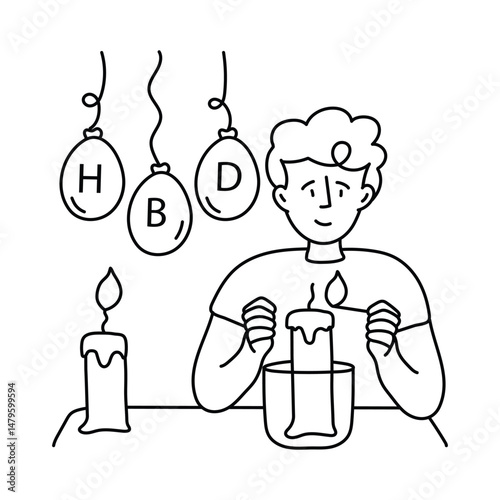 Colorful Candles vector outline illustrations. EPS 10 file
