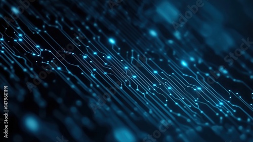 Future Business Tech Deep Blue Wallpaper with Circuit Line Networks for Corporate Branding/Digital Dashboards