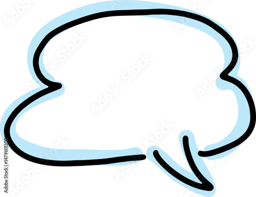 dialogue speech bubble hand drawn thick black lines with blue outline on black lines