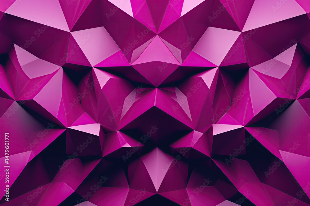 Naklejka premium Vibrant Magenta Abstract Polygon Design for Eye-Catching Technology Background