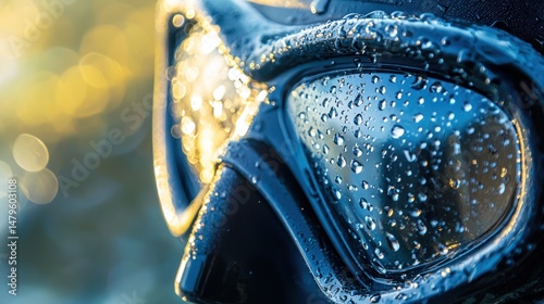 A close-up of a snorkelâ€™s mouthpiece with water droplets glistening in the sunlight