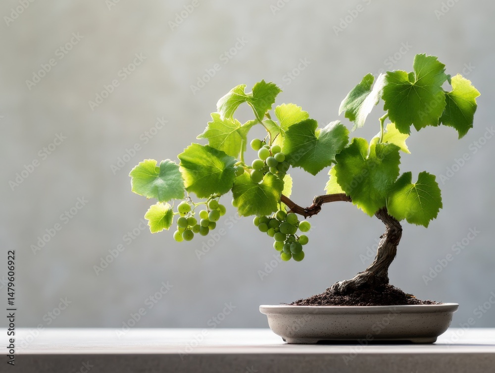 Grape bonsai tree with green leaves Grape bonsai tree with green leaves