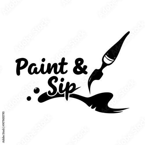 paint sip event logo silhouette vector illustration-simple silhouette illustration of paint sip event logo,paint sip event logo vector