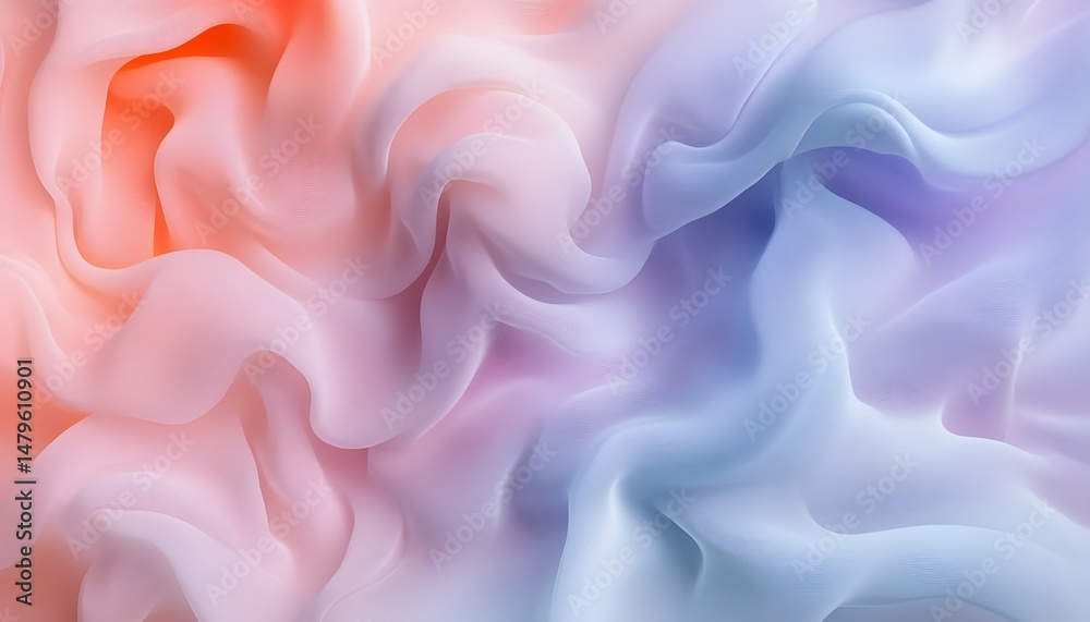Fototapeta premium Close-up view of soft, flowing, pastel fabric folds.