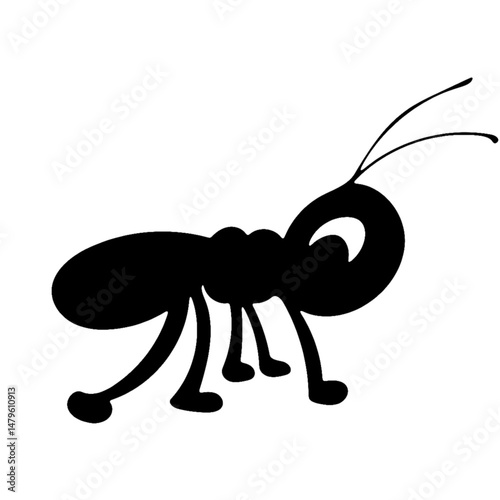 ant black silhouette standing and saying hi comical funny element clipart