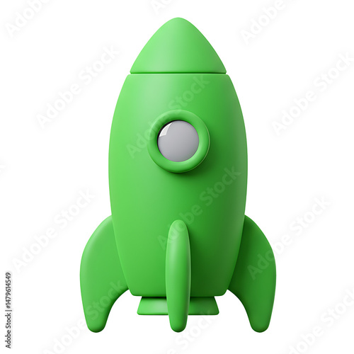 Green Cartoon Rocket Ship 3D Render