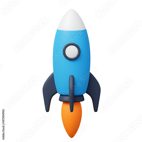 Cartoon Rocket Ship Launching 3D Render