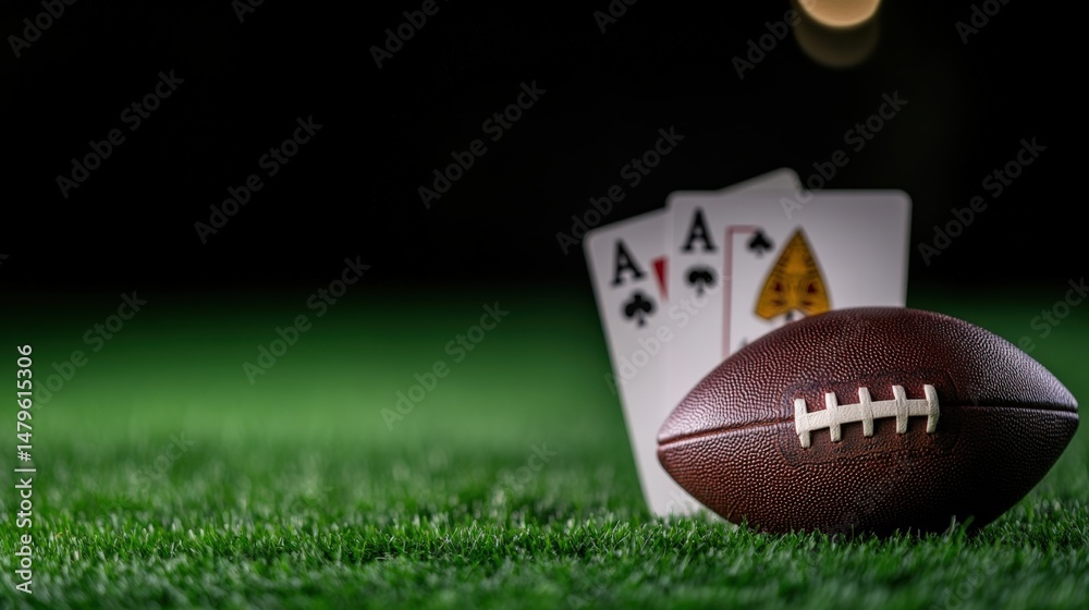 Obraz premium Football and aces on grass