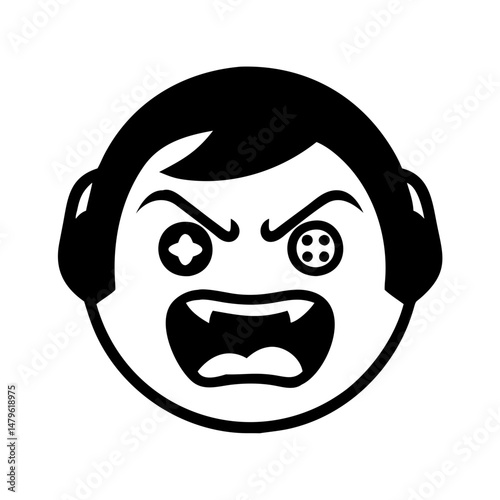 gamer s rage emoji silhouette vector illustration-simple silhouette illustration of gamer s rage emoji,gamer s rage emoji vector