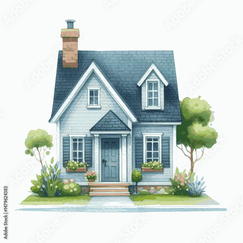 Ink and Shutters house isolated watercolor vector illustration svg