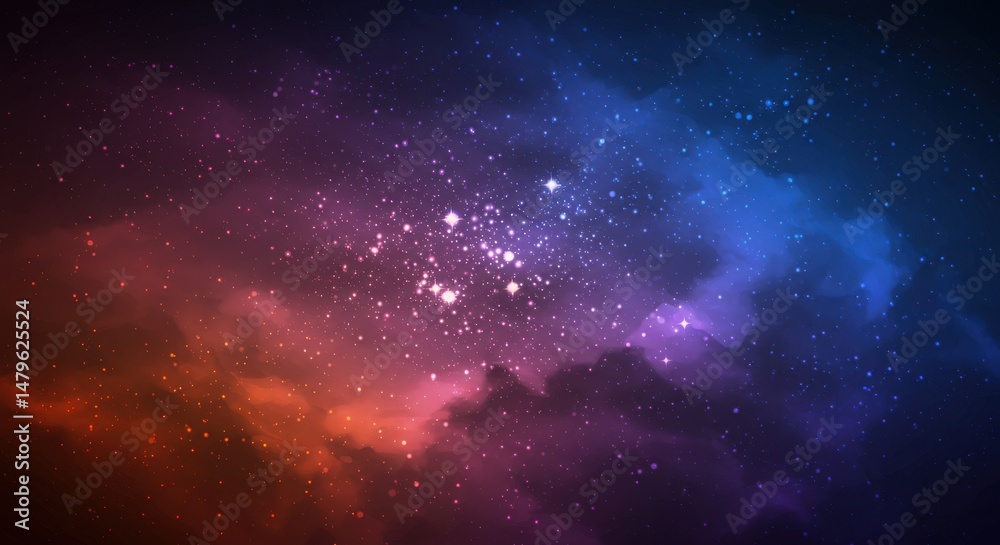 Fototapeta premium Cosmic Canvas A colorful nebula painted with stardust and light