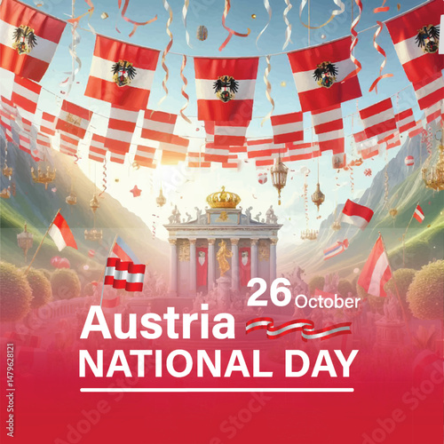 Austria National Day Celebration with Flags and Historic Architecture – October 26