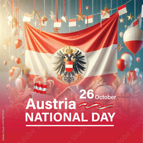 Austria National Day Celebration with Flags and Historic Architecture – October 26