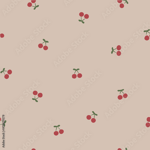 Seamless Cherry Pattern,Vector,Fabric Pattern Design, Pastel background