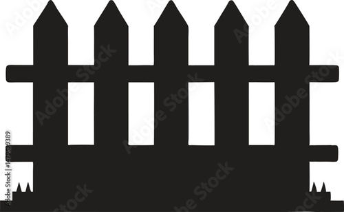 Fence black silhouette, wooden fence vector