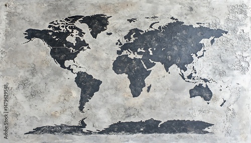 World map on a textured surface