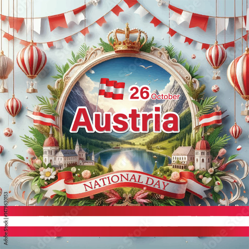 Austria National Day Celebration with Flags and Historic Architecture – October 26