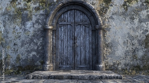 Wallpaper Mural Weathered stone edifice with antique wooden door. Torontodigital.ca