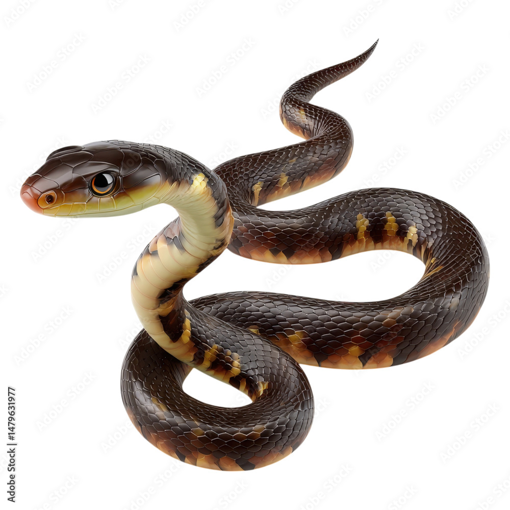 Fototapeta premium A Striking Image of a Banded Water Snake Close up View of a Reptile's Scales and Pattern