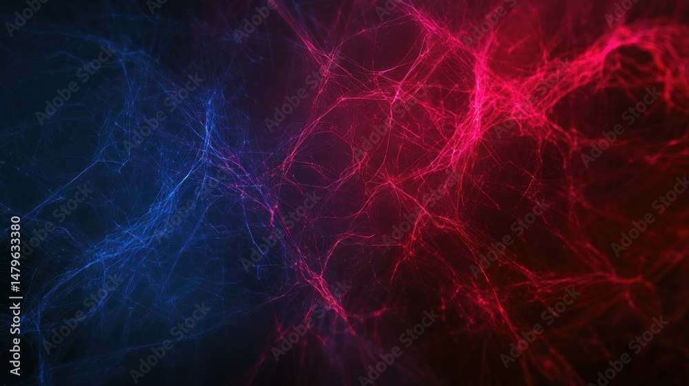Obraz premium Abstract art with red and blue glowing lines, creating a dynamic and energetic visual