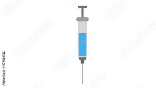 Medical syringe filled with vital blue liquid ready for injection healthcare hope